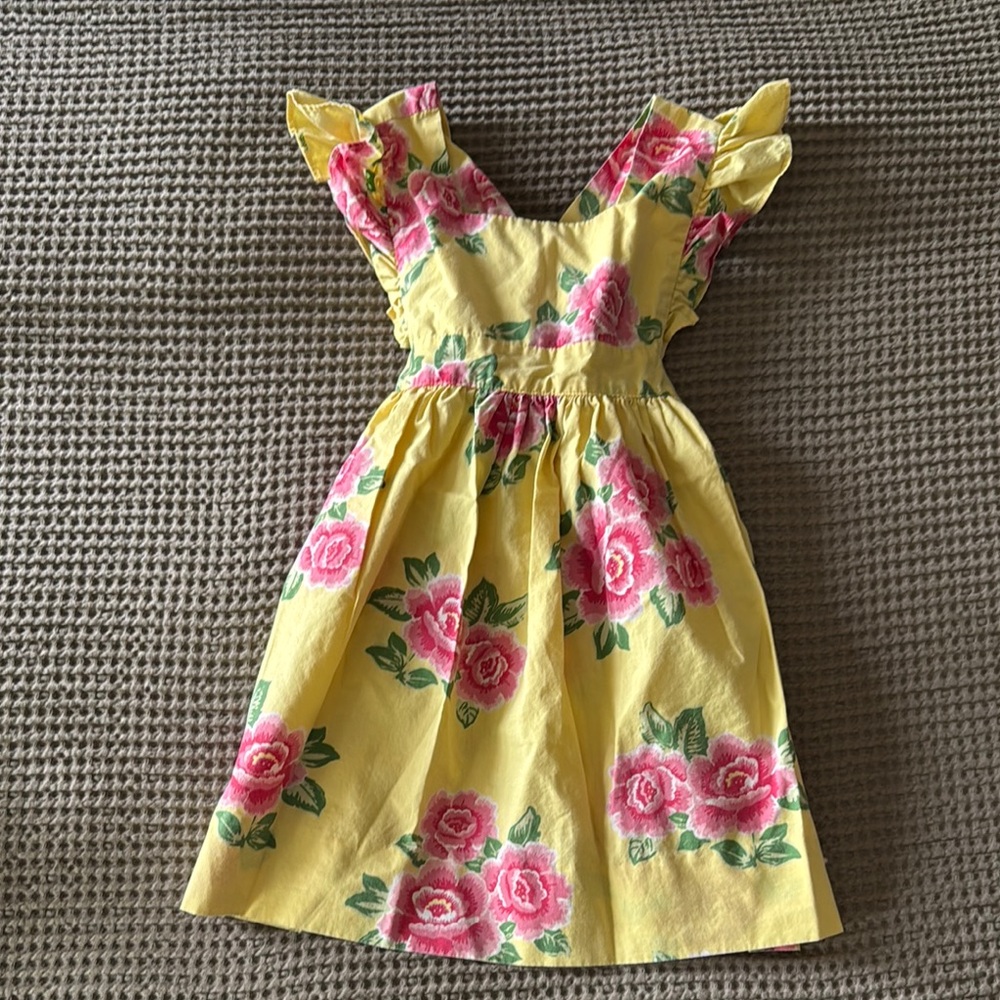 Eleanor Rose Yellow Flutter Sleeve V-Neck Sundress
